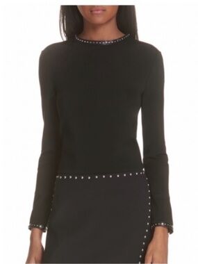 Helmut Lang Studded Leather Trim Top- Large.